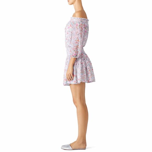 SHOSHANNA Boho Floral Rita Mini Dress 3228527 Smocked Waist 4 Small S NEW A line - Picture 3 of 6